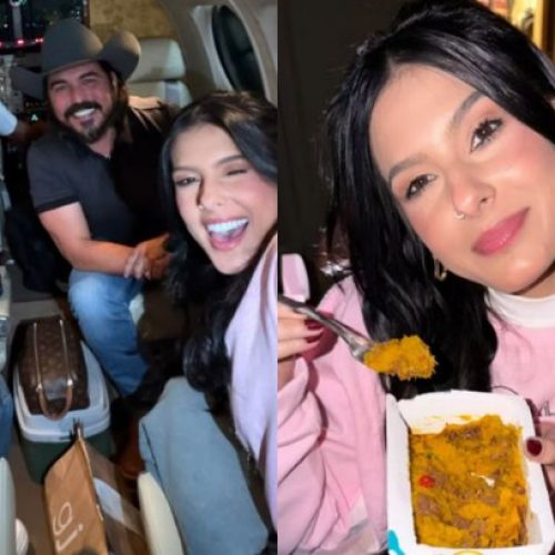 Ana Castela ganha marmita "mastigada" de Zé Felipe durante voo
